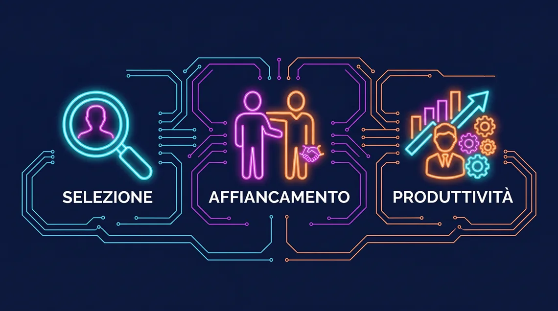 Infografica del servizio Recruitment e Formazione Marketing Webiness: selezione e formazione delle persone per i reparti marketing interni